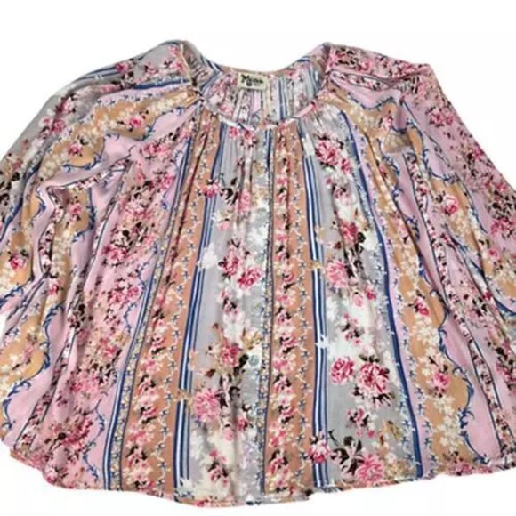 Show Me Your Mumu Womens Peasant Blouse Top Shirt Floral 3/4 Sleeve Blouse Sz S - Picture 3 of 8